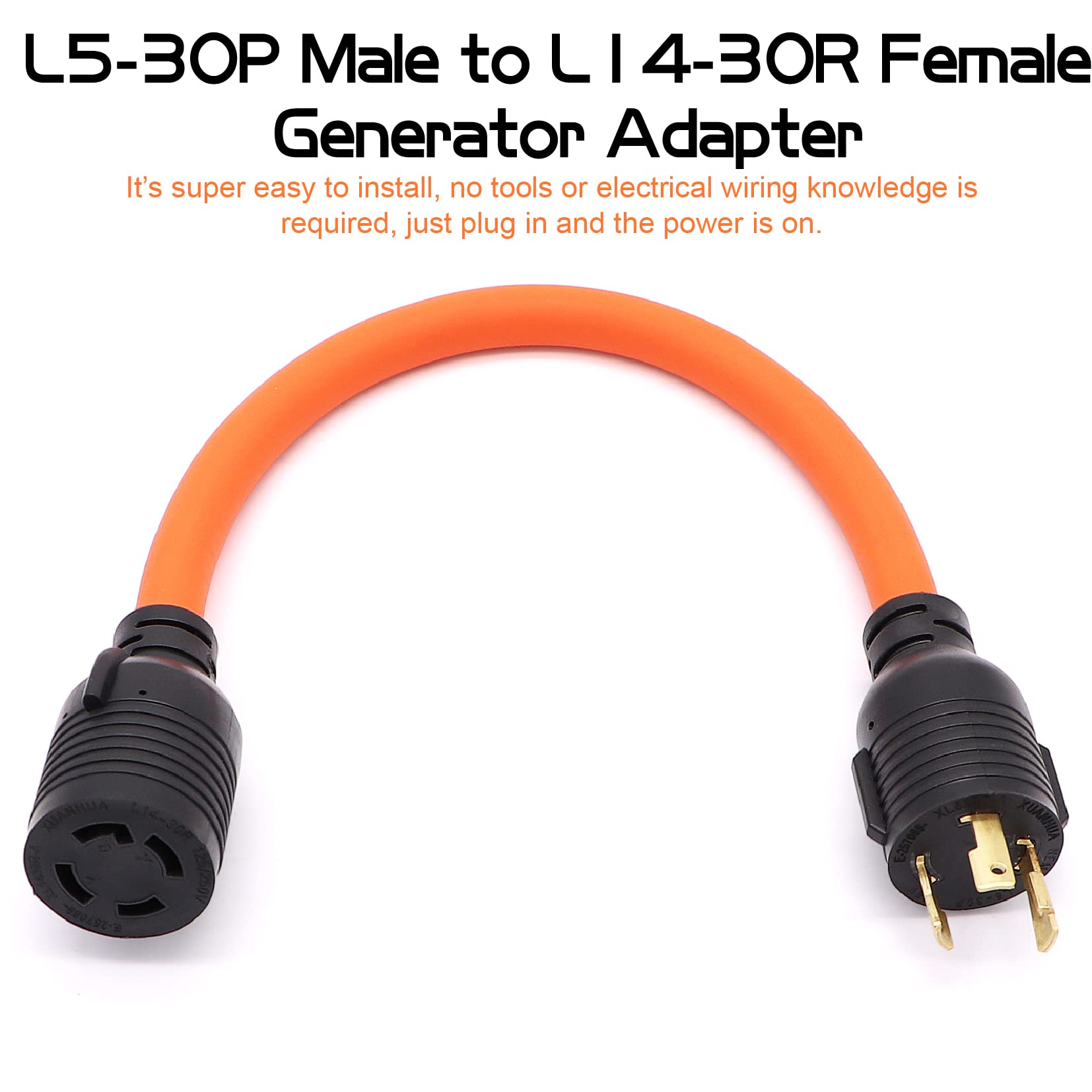 4 Prong to 3 Prong Generator Plug Adapter Cord, Nema L5-30P